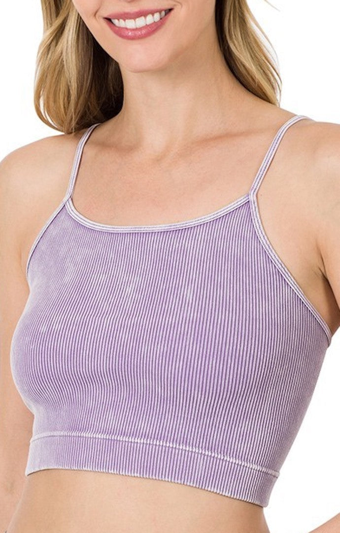 Zenana Lavender Ribbed Cropped Cami