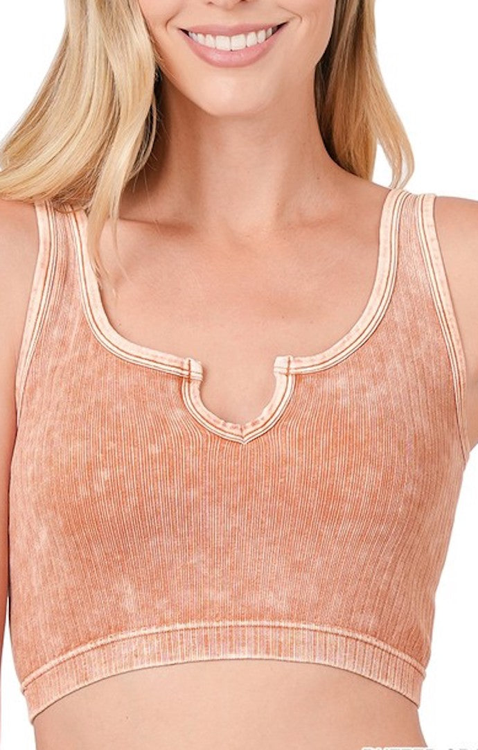 Zenana Butter Orange Ribbed Crop Top