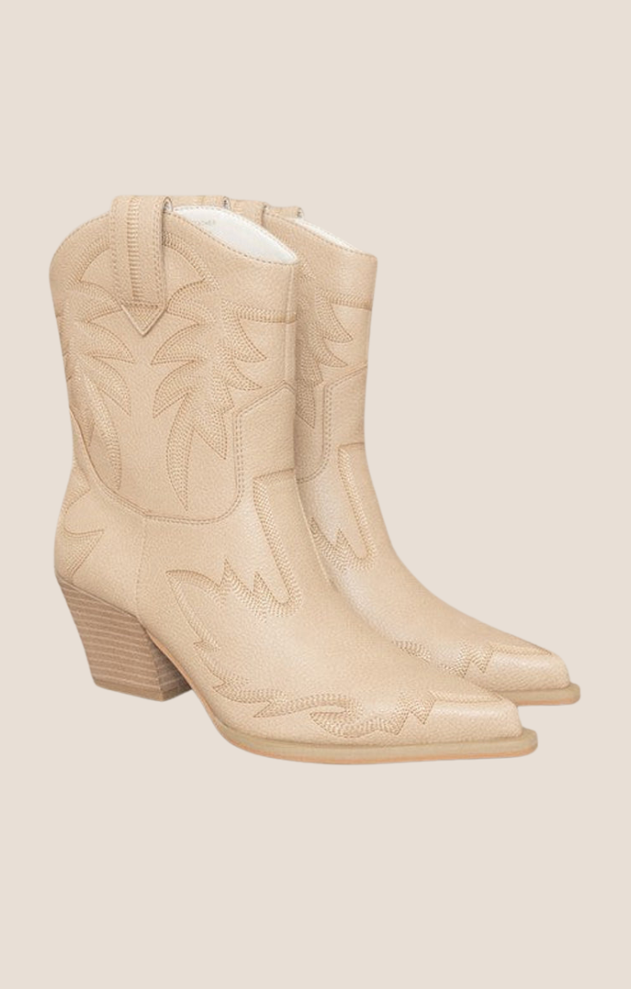 Oasis Society beige "Nantes" Embroidered Bootie