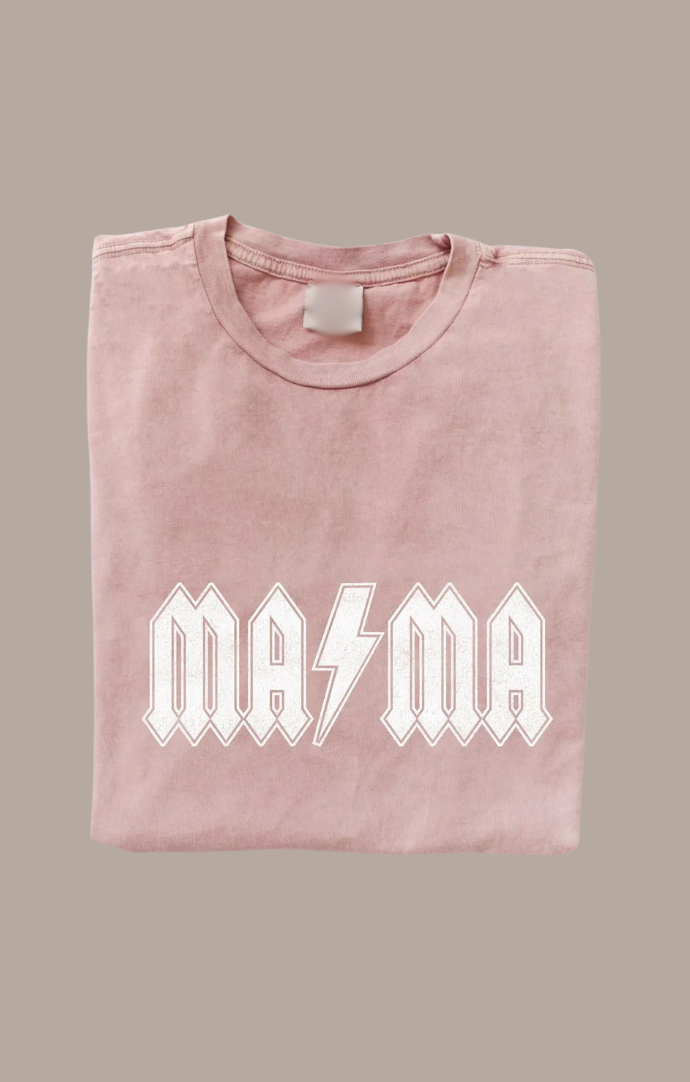 Oat Collective Soft Pink "Mama Bolt" Short Sleeve Graphic Tee