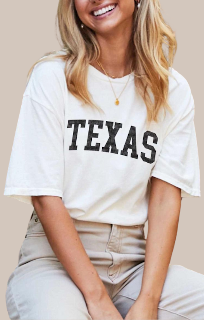 Oat Collective Soft Pink "Texas" Short Sleeve Graphic Tee
