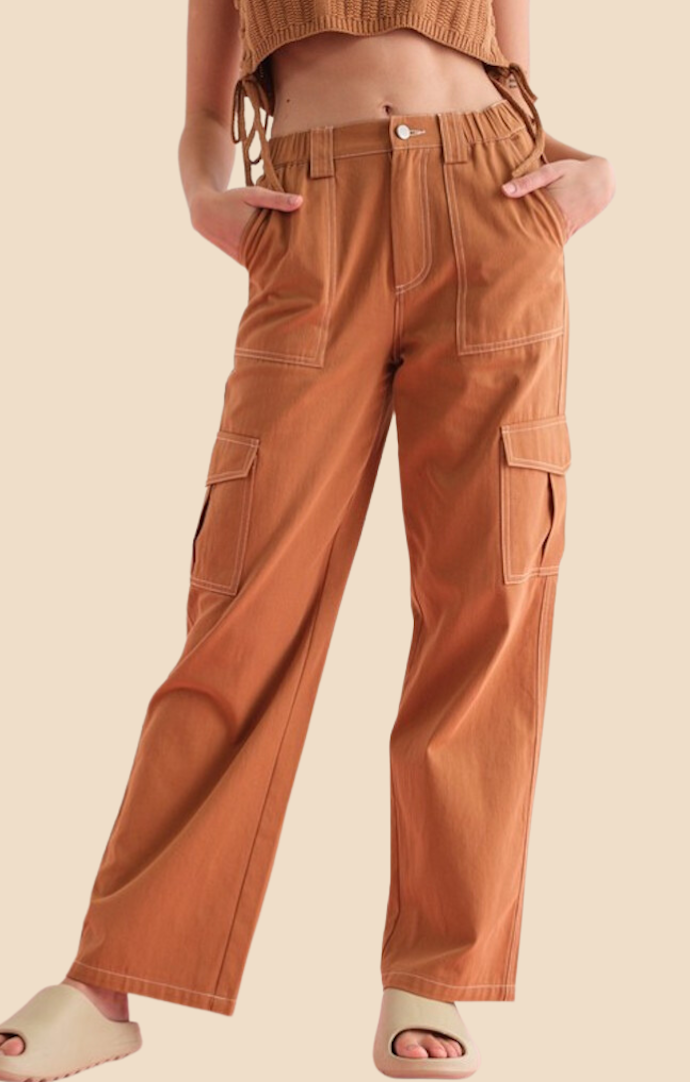 Papermoon Cafe Contrasting Stitch Cargo Pant