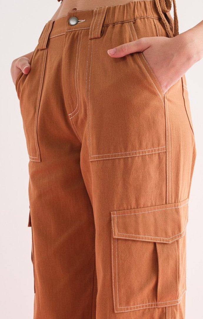 Papermoon Cafe Contrasting Stitch Cargo Pant