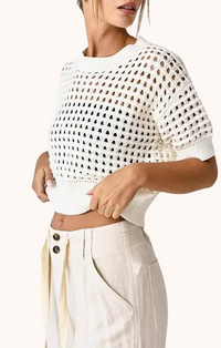 Papermoon White Crochet Short Sleeve Top