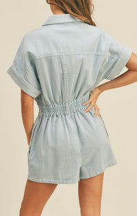 Miou Muse Light Denim Romper 
