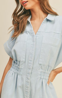 Miou Muse Light Denim Romper 