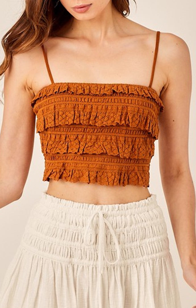 Mustard Seed Caramel Knitted Crop Top