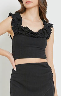Mustard Seed Black Tie-Back Top