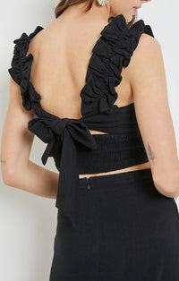 Mustard Seed Black Tie-Back Top