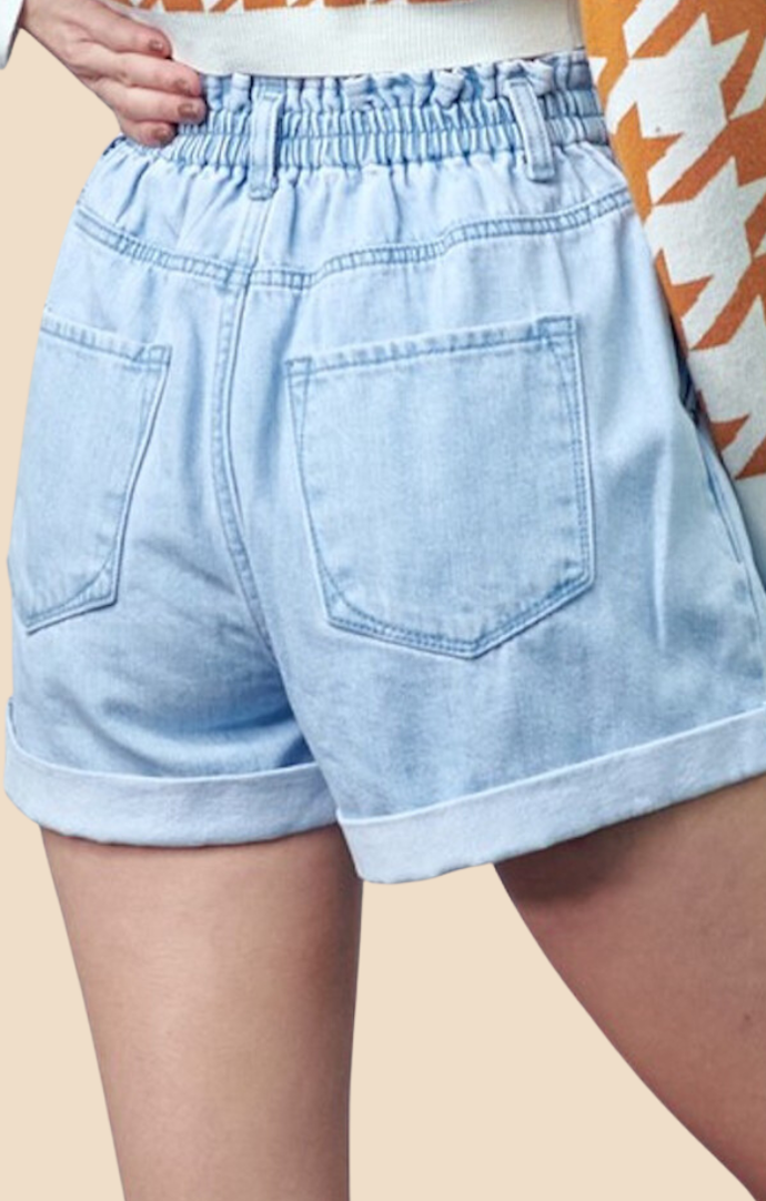 Insane Gene light wash high rise denim mom shorts