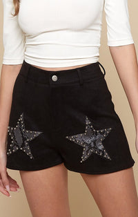 Saints and hearts Black Faux Suede Shorts