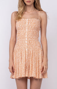 Sky To Moon Apricot Floral Short Dress 