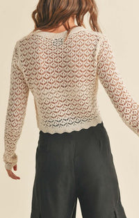 Miou Muse Beige Crochet Crop Top
