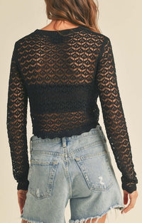 Miou Muse Black Crochet Crop Top