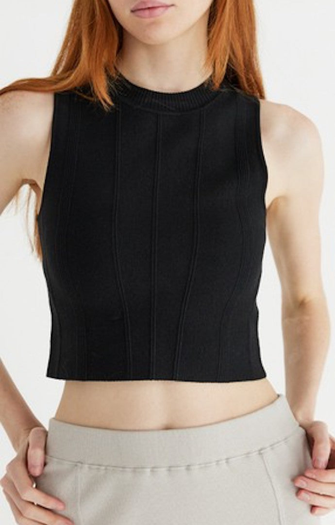 All Row Black High Neck Tank 