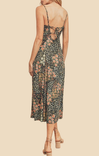 Dress Forum Midnight Floral Ruffle Midi Dress