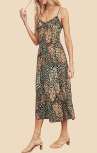 Dress Forum Midnight Floral Ruffle Midi Dress