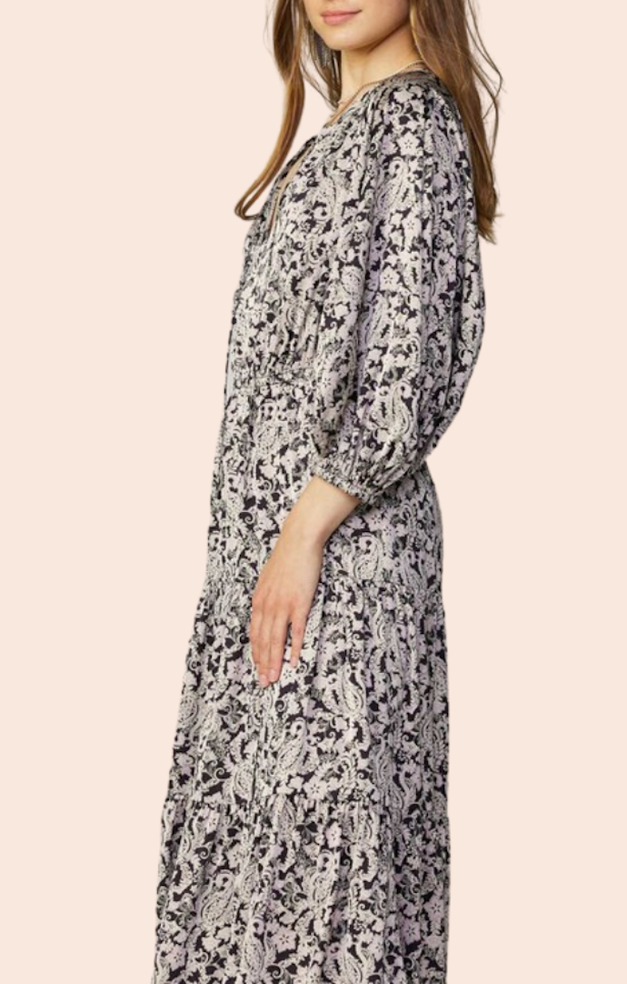 Current Air Black Paisley Flowy Midi Dress