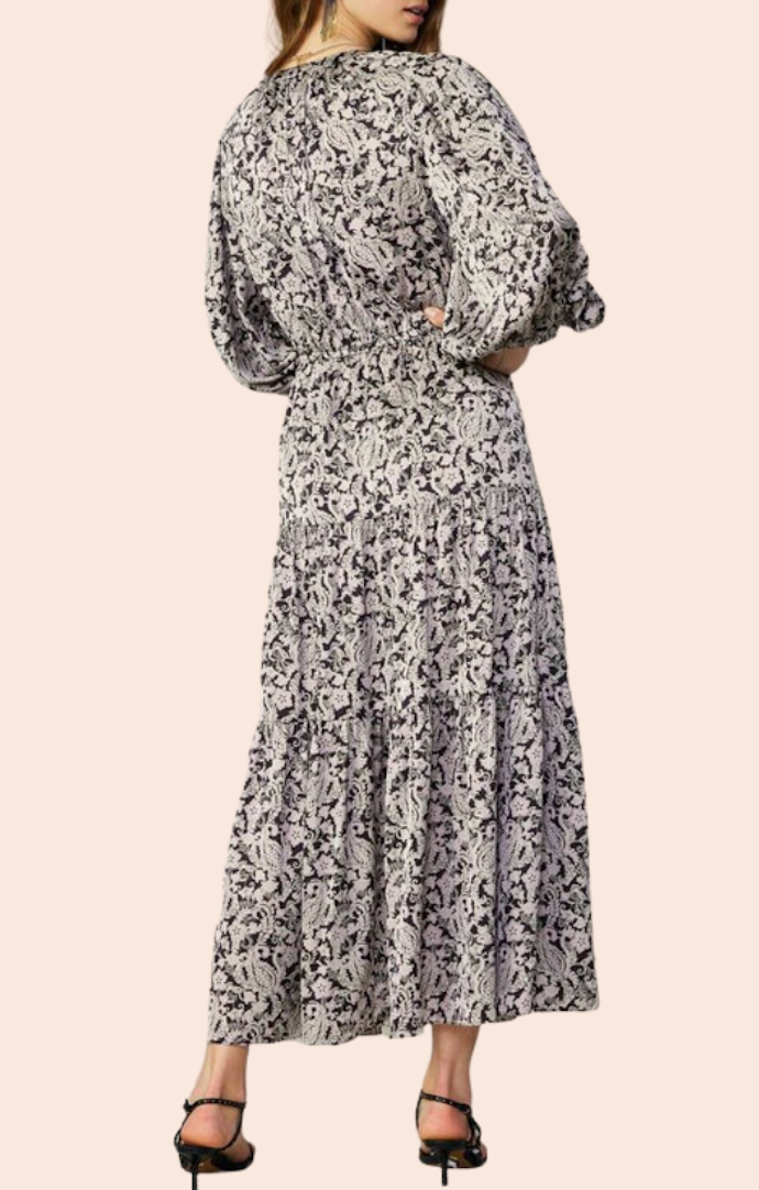 Current Air Black Paisley Flowy Midi Dress