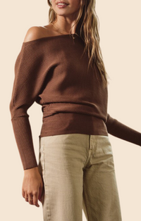 Dress Forum Mocha Off Shoulder Sweater Top