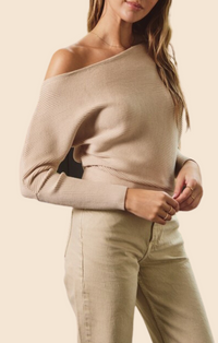 Dress Forum Bone Off Shoulder Sweater Top