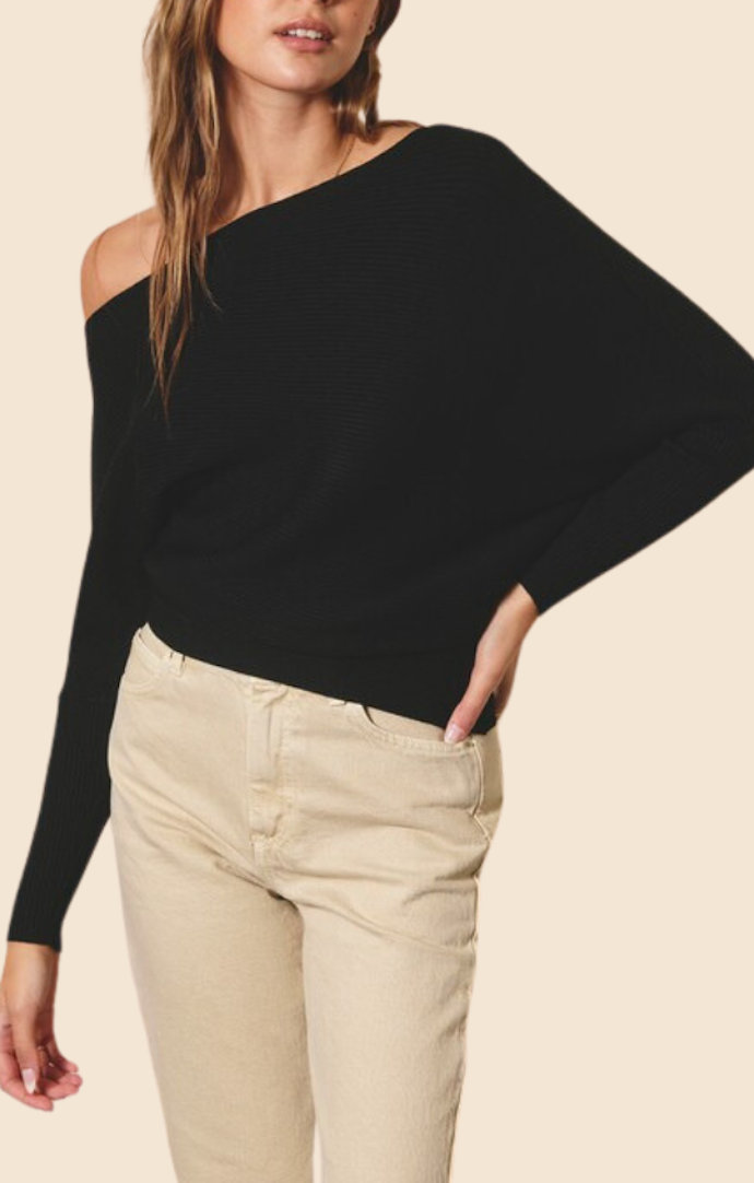 Dress Forum Black Off Shoulder Sweater Top