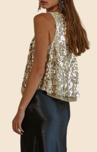 By Together Gold Round Neck Sequin Sleeveless Top
