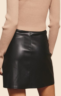 Dress Forum Black Faux Leather Slit Mini Skirt