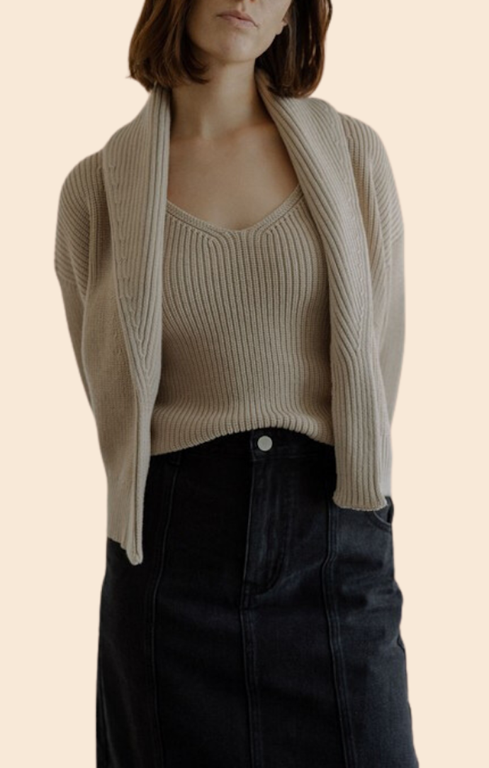 Mod Ref Beige Chunky Knit Cardigan
