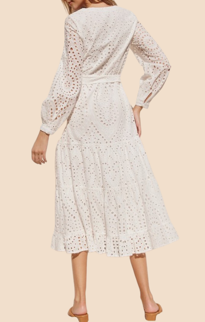 Dress Forum White Eyelet Midi Dress
