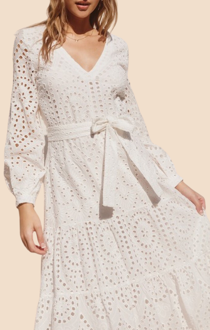 Dress Forum White Eyelet Midi Dress