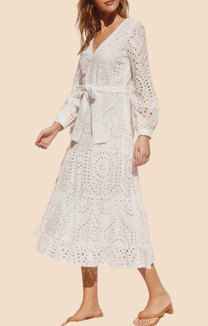 Dress Forum White Eyelet Midi Dress