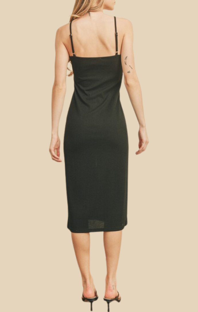 Dress Forum Black Ribbed Midi Dress