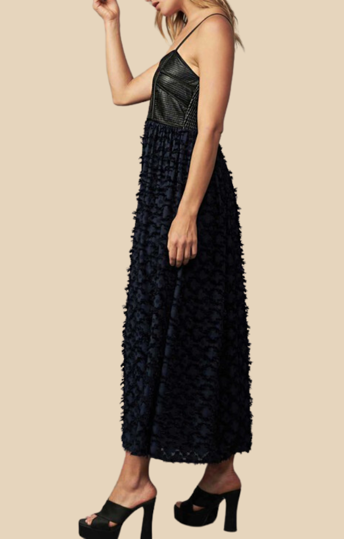 Current Air Midnight Navy Textured Maxi Dress