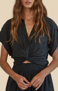 By Together Black Twist Front Crop Top