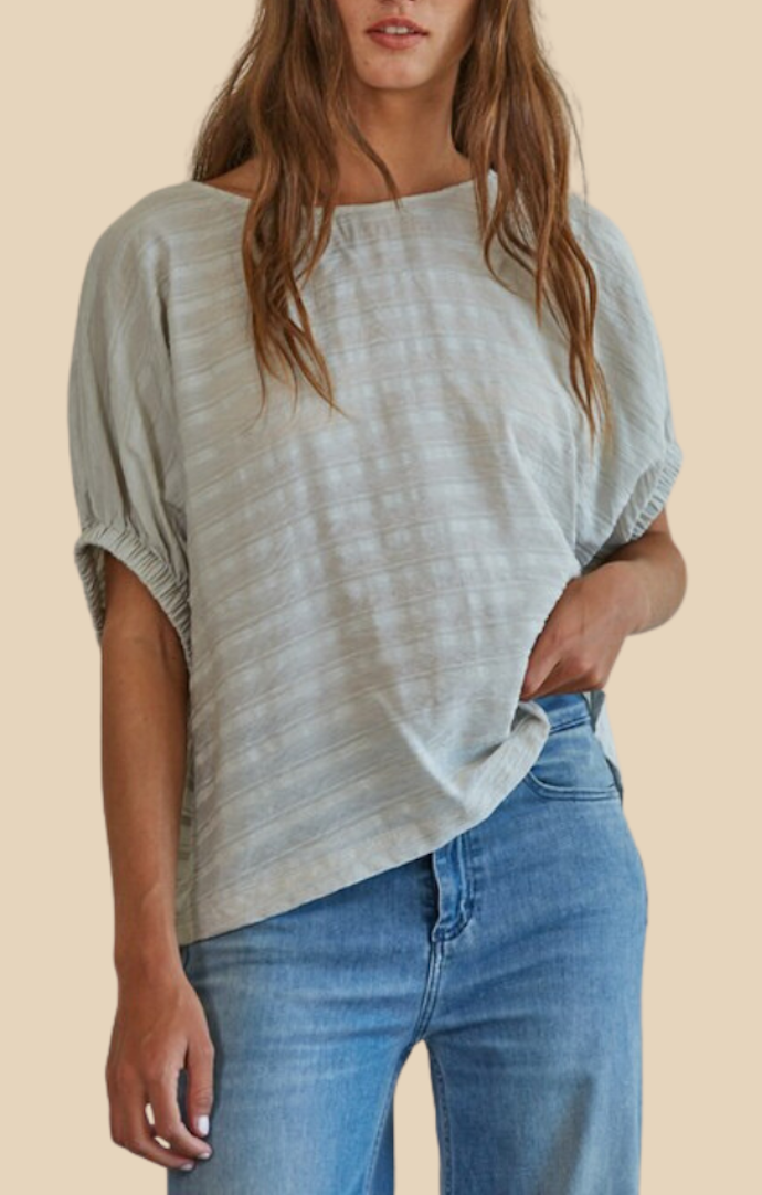 By Together Aqua Grey Woven Top