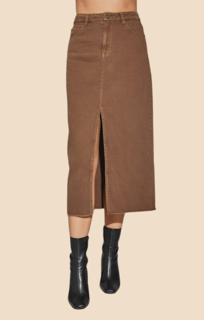 Mustard Seed Dark Oak Denim Maxi Skirt