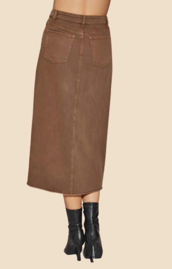 Mustard Seed Dark Oak Denim Maxi Skirt