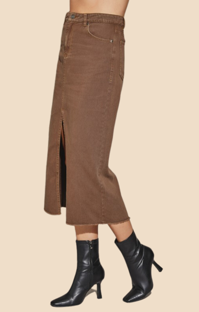 Mustard Seed Dark Oak Denim Maxi Skirt