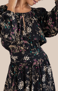 Lovestitch Black And Jade Floral Mini Dress