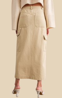 Papermoon Khaki Cargo Maxi Skirt 