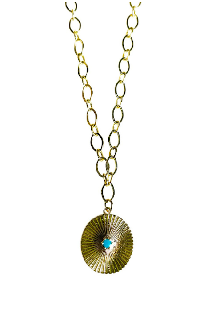 Market and King 18kt Gold Plated Boho Turquoise Necklace