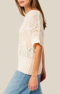 Gilli Cream Cable Knit Short Sleeve Sweater