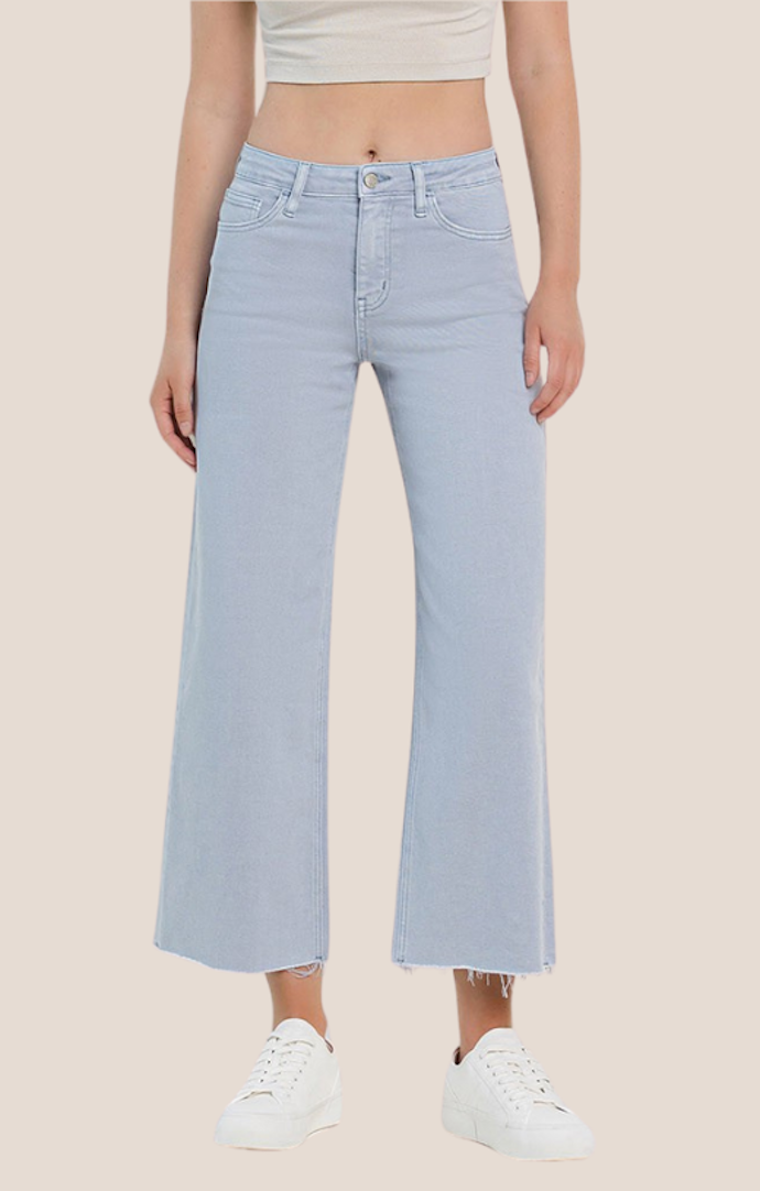 Vervet Grey-Blue High Rise Wide Crop Jeans