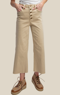 Easel Khaki Button Front Wide Leg Pants