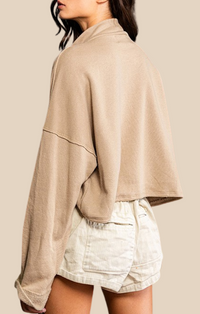 BucketList Taupe French Terry Cropped Sweater