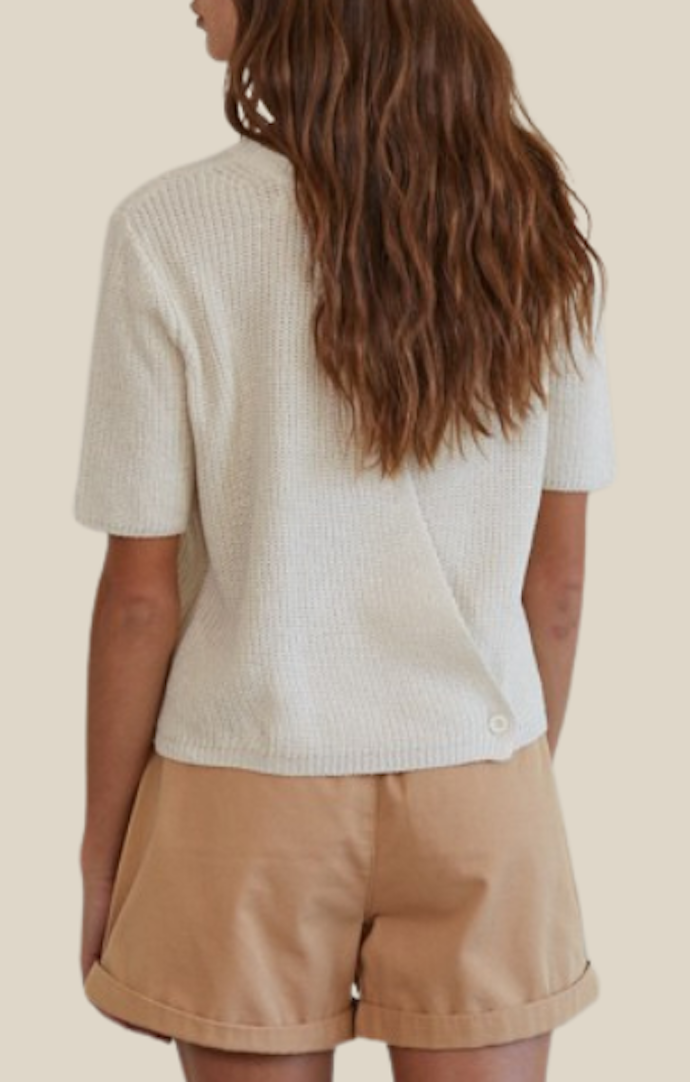 By Together Natural Short Sleeve Open Back Sweater 
