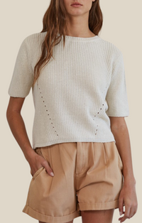 By Together Natural Short Sleeve Open Back Sweater 
