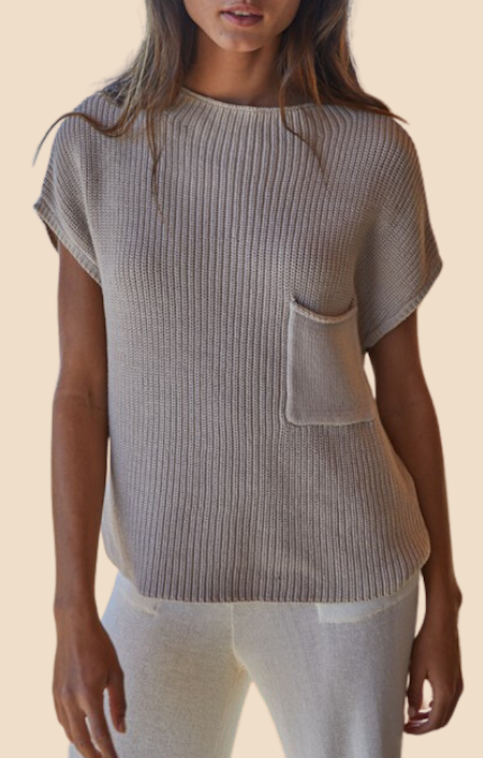 By Together Natural High Neck Knit Top
