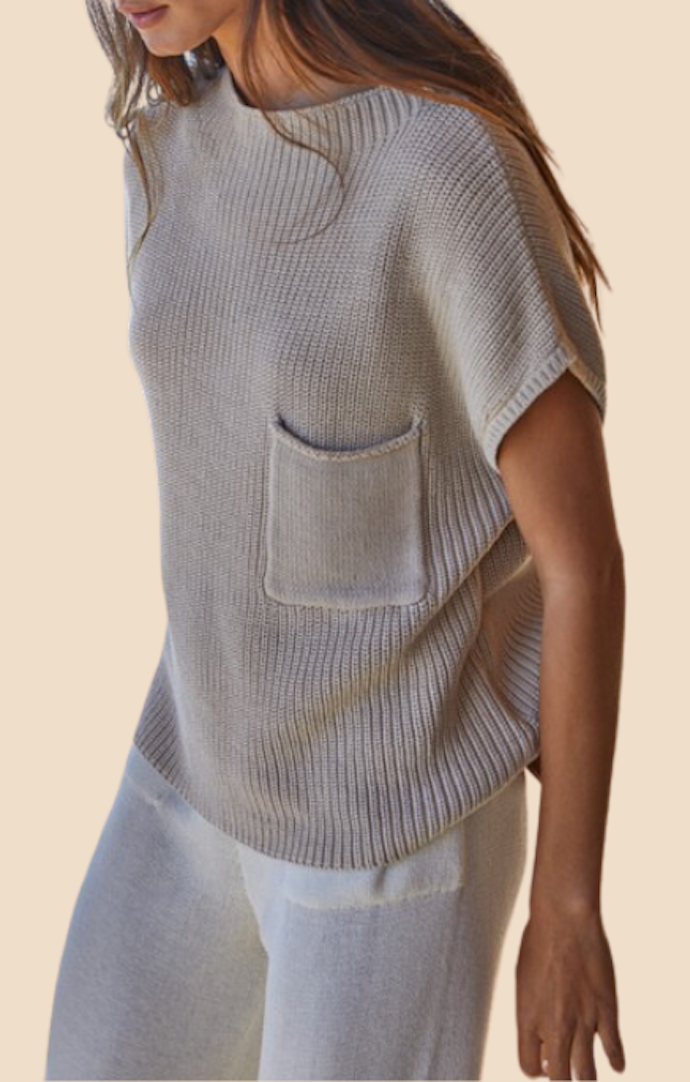 By Together Natural High Neck Knit Top